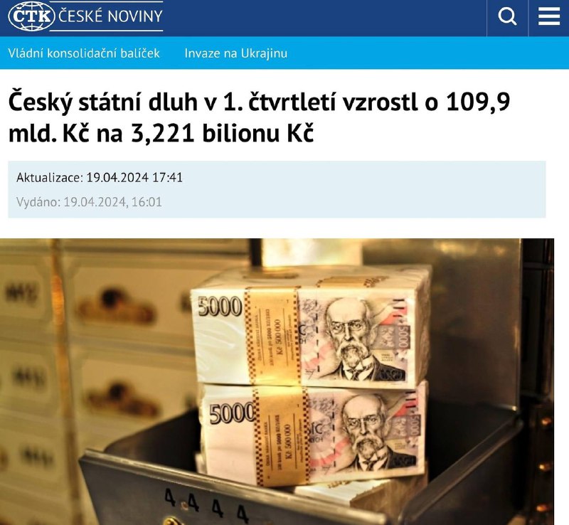 Na každého Čecha teoreticky připadá dluh 295.480 korun. Míra zadlužení stoupla na 43,6 proce...